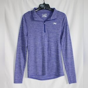 Under Armour Sweatshirt Womens Twist Tech 1/4 Zip Pullover Top Heather Blue Med